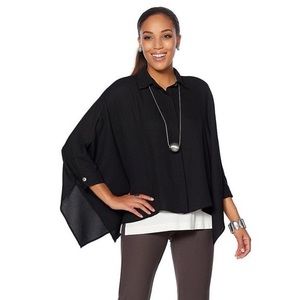 Wynn Layers Sheer Flowy Unstructured Black Shirt